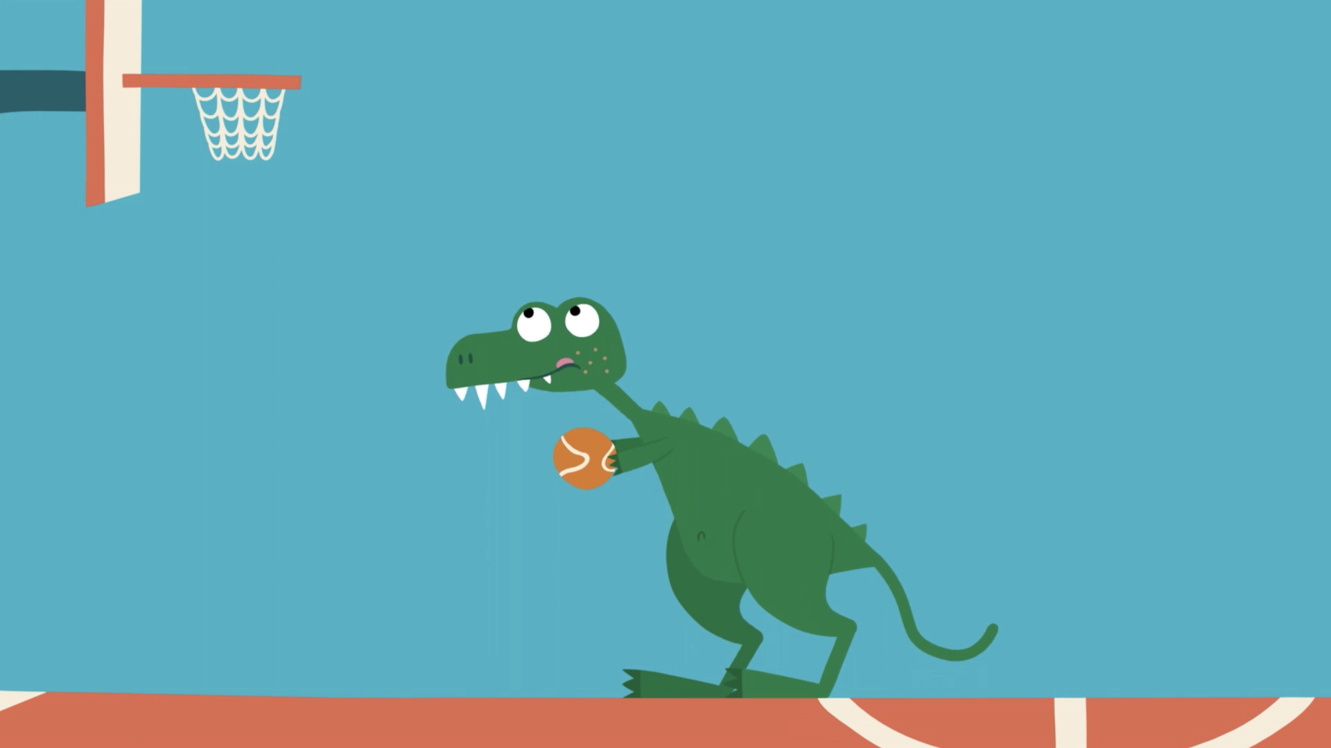喔！恐龍先生打籃球-圖片